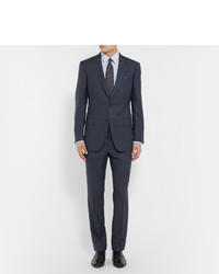 Gieves Hawkes Navy Checked Wool Suit Trousers
