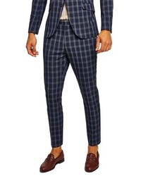 Topman Muscle Fit Check Suit Trousers