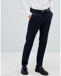 Selected Homme Navy Suit Trouser With Grid Slim Fit