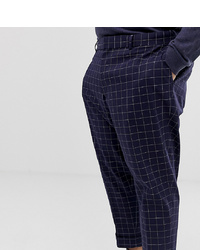 ASOS DESIGN Plus Tapered Smart Trouser In Navy And White Windowpane Check