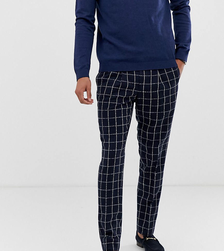 Buy Armani Collezioni Men Navy Grid Check Trousers for Men Online | The  Collective