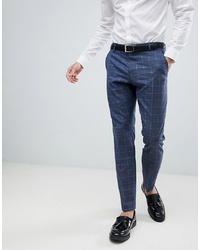 Selected Homme Slim Suit Trouser In Blue Window Pane Check