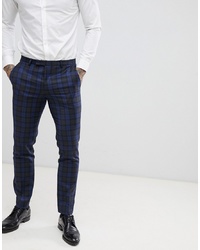 Twisted Tailor Super Skinny Suit Trouser In Blue Check