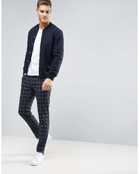 Asos Wedding Skinny Suit Pants In Navy And White Windowpane Check