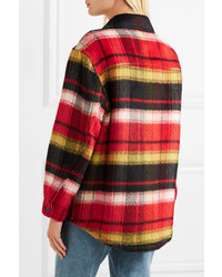 Burberry Checked Brushed Alpaca And Wool Blend Shirt
