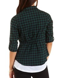 Charlotte Russe Checked Plaid Button Up Top