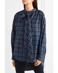 Balenciaga New Swing Checked Cotton Flannel Shirt