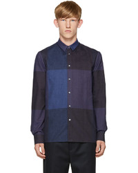 Navy Check Flannel Long Sleeve Shirt