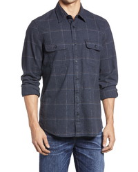 Fit Windowpane Stretch Flannel Button Up Shirt