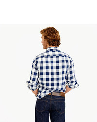 J.Crew Midweight Flannel Shirt In Navy Buffalo Check