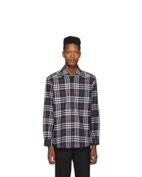 Burberry Navy Check Flannel Chambers Shirt