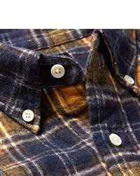 Beams Plus Shaggy Button Down Collar Checked Brushed Cotton Flannel Shirt