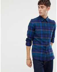 PS Paul Smith Tailored Fit Flannel Check Shirt In Navy