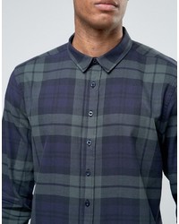 Jacamo Tall Check Flannel Shirt In Navy