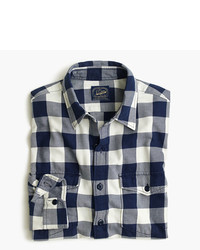 J.Crew Tall Midweight Flannel Shirt In Navy Buffalo Check