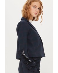 Topshop Cropped Checked Jacket