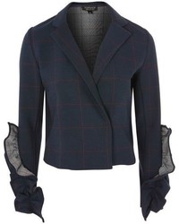 Topshop Cropped Checked Jacket