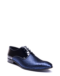 Navy Check Leather Derby Shoes