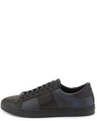 Burberry Ritson Pvc Check Leather Low Top Sneaker Navy