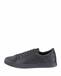 Burberry Ritson Pvc Check Leather Low Top Sneaker Navy