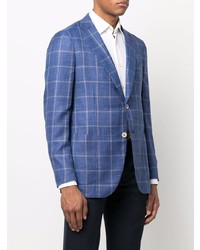Isaia Check Pattern Single Breasted Blazer