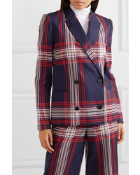 By Malene Birger Rivali Double Breasted Checked Linen And Cotton Blend Blazer