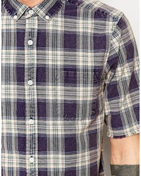 Asos Brand Check Shirt With Short Sleeves In Regular Fit