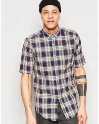 Asos Brand Check Shirt With Short Sleeves In Regular Fit