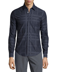 Burberry Brit Check Sport Shirt Wcovered Placket Navy