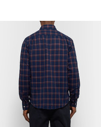 Steven Alan Button Down Collar Checked Brushed Cotton Shirt