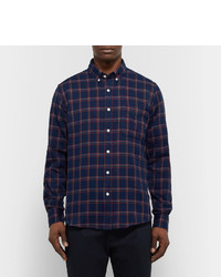 Steven Alan Button Down Collar Checked Brushed Cotton Shirt