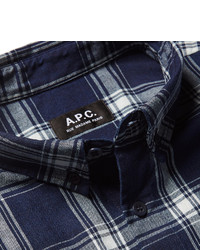A.P.C. Button Down Collar Checked Cotton Shirt