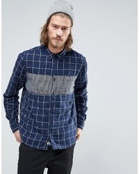 Element Cooper Large Check Shirt Buttondown Gingham Chest In Blue