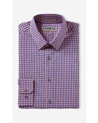 Express Fitted Small Check Dress Shirt