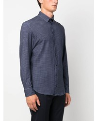 Giorgio Armani Long Sleeve Checked Stretch Cotton Shirt