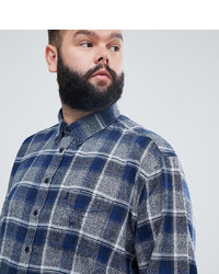 north 56 4 Plus Brushed Checked Shirt In Blue