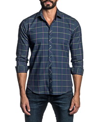 Jared Lang Regular Fit Windowpane Button Up Shirt