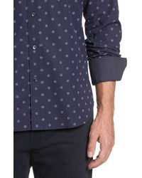 Bugatchi Shaped Fit Dot Check Sport Shirt