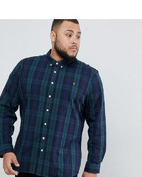 Farah Slim Fit Check Shirt With In Navy Watkins