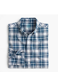 J.Crew Tall Lightweight Oxford In Blue Check