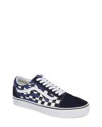Navy Check Low Top Sneakers