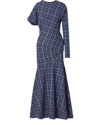 Calvin Klein 205W39nyc Asymmetric Prince Of Wales Checked Cady Maxi Dress