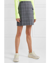 Acne Studios Ivonne Checked Cotton Blend Wrap Mini Skirt