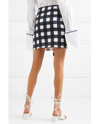 Mother of Pearl Tie Front Checked Cotton And Mini Skirt