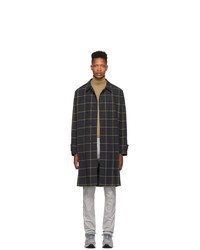 Paul Smith Navy And Yellow Check Oversized Coat