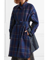 Sacai Layered Checked Wool And Quilted Shell Coat
