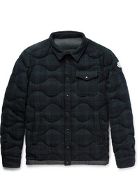 Moncler Nambour Black Watch Checked Wool Down Shirt Jacket