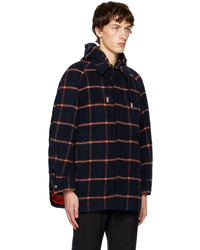 Solid Homme Navy Hooded Check Jacket