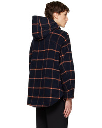 Solid Homme Navy Hooded Check Jacket