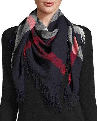 chikane vand blomsten Forstyrre Burberry Color Check Wool Scarf Navy, $395 | Neiman Marcus | Lookastic